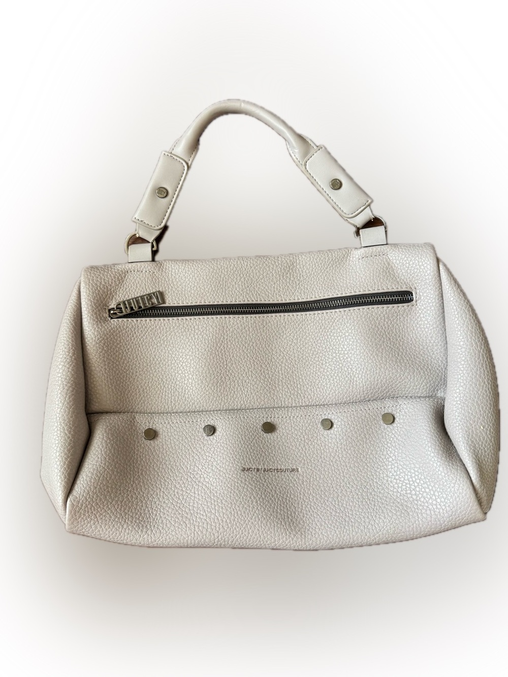 Juicy Couture Grey Pebbled Vegan Leather Hobo Handbag Small Drop Strap Purse